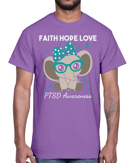 Elephant I Have PTSD Awareness 25#- PTSD- Cotton Tee