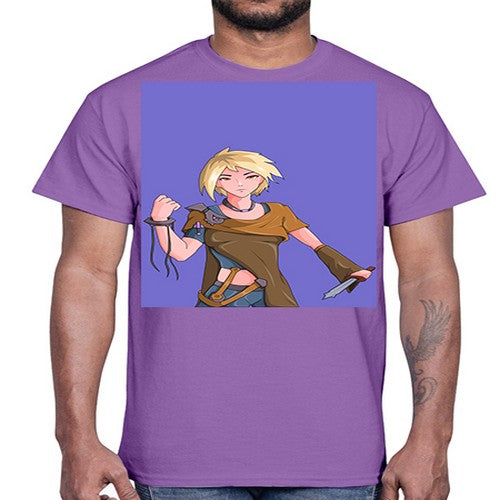 Girl hold knife 12#- anime- Cotton Tee