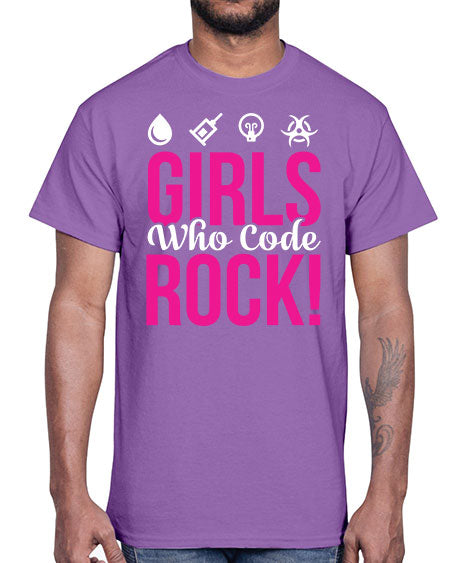 Girls Who Code Rock 247#- general science- Cotton Tee
