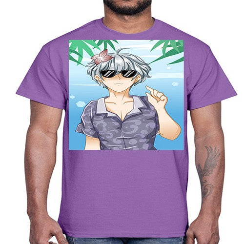 Handsome boy with sunglasses on the beach in summer holiday 44#- anime- Cotton Tee