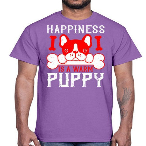 Happiness is a warm puppy Style 203#- dogs- Cotton Tee