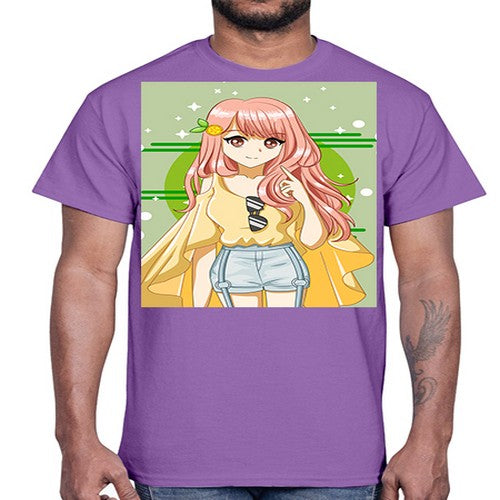 Happy and cute yellow blouse in summer holiday 43#- anime- Cotton Tee