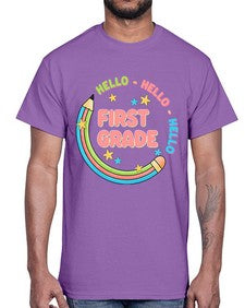 Hello first Grade Pencil 278#- first grade- Cotton Tee