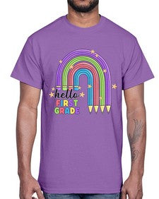 Hello first Grade Pencil Rainbow 279#- first grade- Cotton Tee