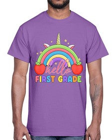 Hello first Grade Unicorn Rainbow 281#- first grade- Cotton Tee