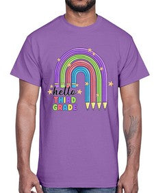 Hello third Grade Pencil Rainbow 347#- third grade- Cotton Tee