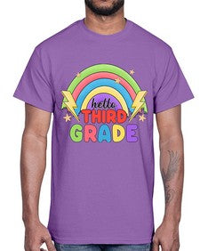 Hello third Grade Rainbow 348#- third grade- Cotton Tee