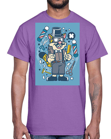 Hipster Barber Leopard835#- barber- Cotton Tee