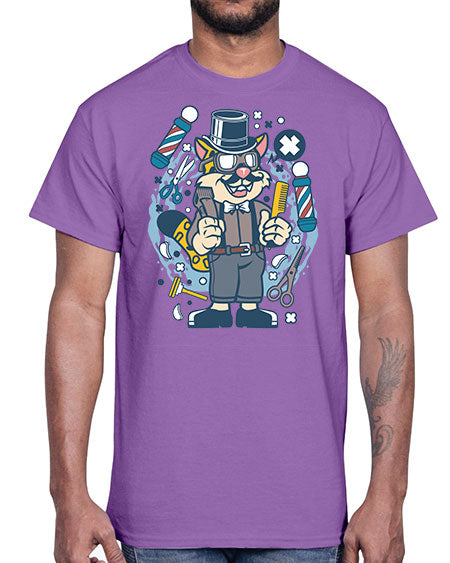 Hipster Barber Leopard836#- barber- Cotton Tee