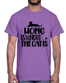Home Is Where The Cat is Style 93#- cats- Cotton Tee