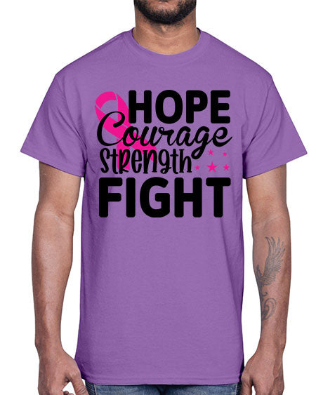 Hope Courage Strength Fight 21#- breast cancer- Cotton Tee