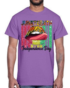 Juneteenth Independence Day Sexy Lip Png 11#- black juneteenth- Cotton Tee