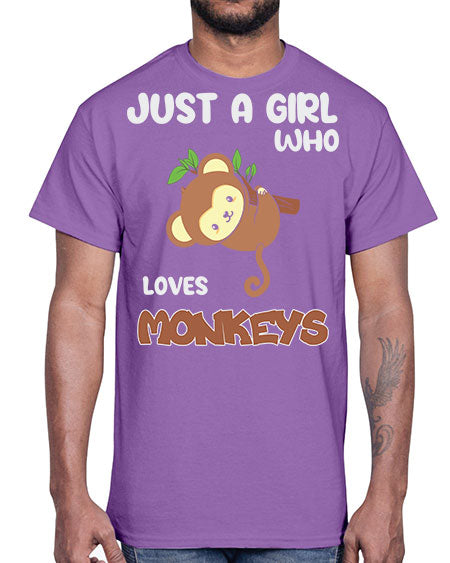 Just a Girl Who Loves 8#- monkey- Cotton Tee