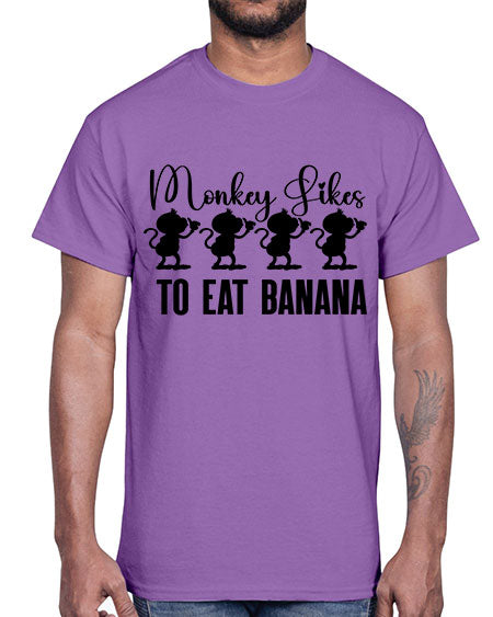 Monkey likes to eat banana - monkey- Cotton Tee