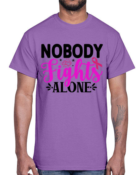 Nobody Fights Alone 12#- breast cancer- Cotton Tee