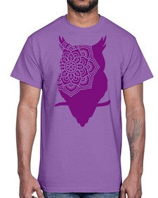 OwlMandalaUpdated 976#- mandala- Cotton Tee
