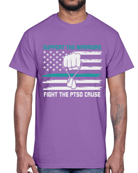 PTSD Awareness Military Teal Ribbon 11#- PTSD- Cotton Tee