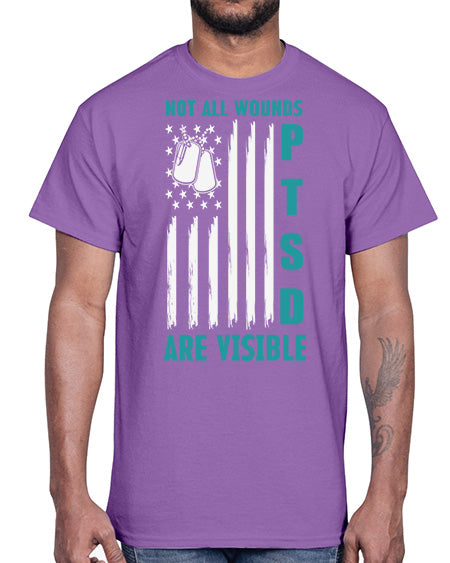 PTSD Awareness Not All Wounds 8#- PTSD- Cotton Tee
