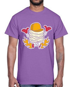Pancake on fire 200#- cartoon food- Cotton Tee