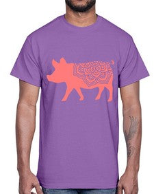 PigMandala 985#- mandala- Cotton Tee