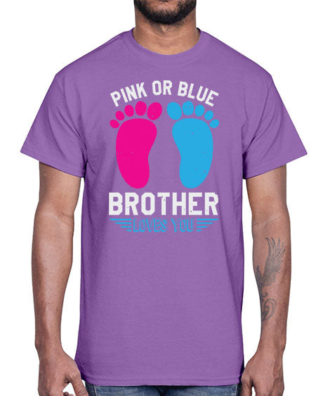 Pink or Blue brother loves you Style 185#- baby shower- Cotton Tee