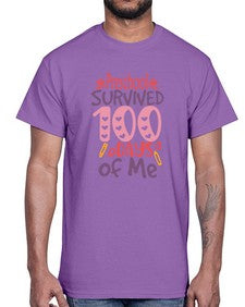 Preschool Grade survived one hundred days of me 684#- one hundred days- Cotton Tee