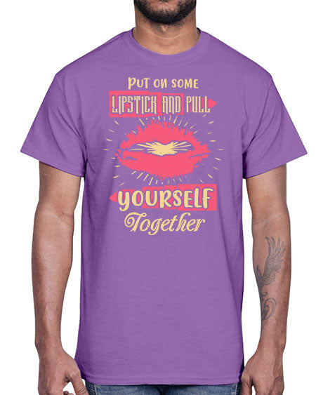 Put on some lipstick and pull yourself together Style 188#-makeup Cotton Tee