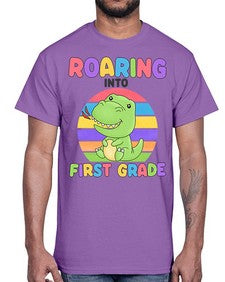 Roaring to first Grade Trex 768#- first grade- Cotton Tee