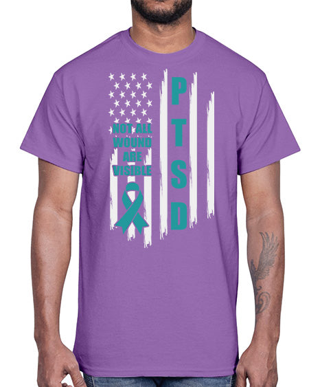 Veteran Not All Wounds Are 5#- PTSD- Cotton Tee