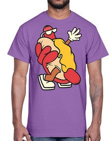 Walking hotdog 262#- cartoon food- Cotton Tee