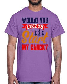 Would you like to start my clock 167#- chess- Cotton Tee
