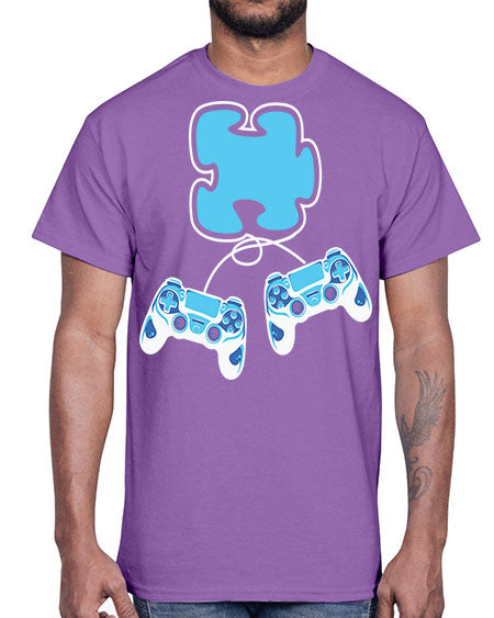 autism awareness gamer puzzle piece 11#- autism- Cotton Tee