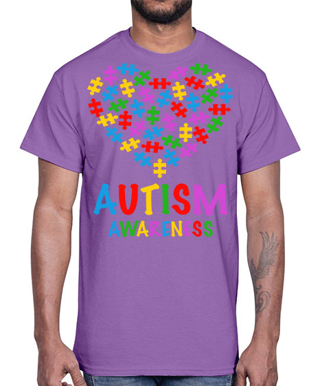 autism awareness heart love puzzle 15#- autism- Cotton Tee