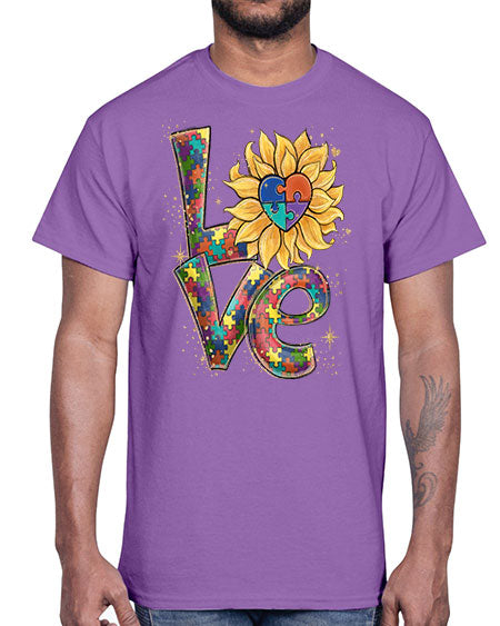 autism love sunflower- autism- Cotton Tee
