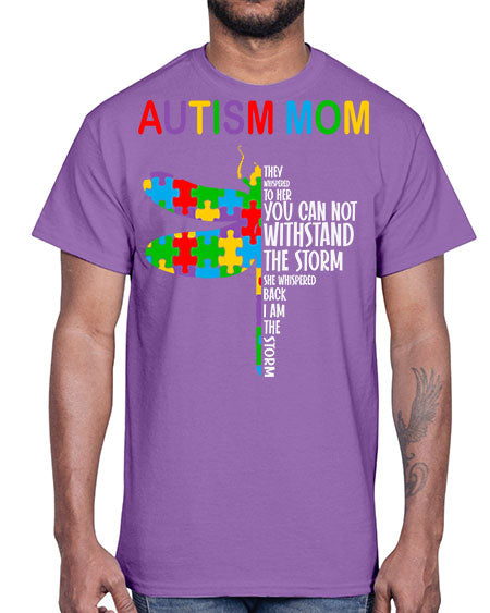 autism mom dragonfly puzzle pieces 47#- autism- Cotton Tee