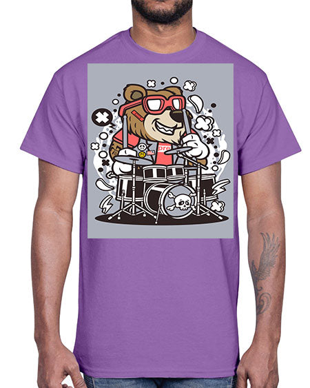 bear drummer 33#- bears - animals- Cotton Tee