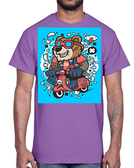 bear scooterist 41#- bears - animals- Cotton Tee