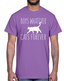 boys whatever cats forever- cats- Cotton Tee