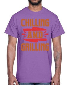 chilling and grilling 90#- bbq- Cotton Tee