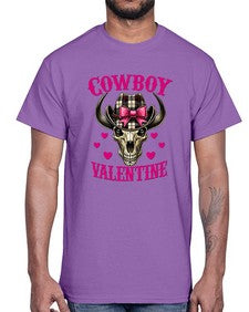 cowboy valentine western valentine 349#- western- Cotton Tee