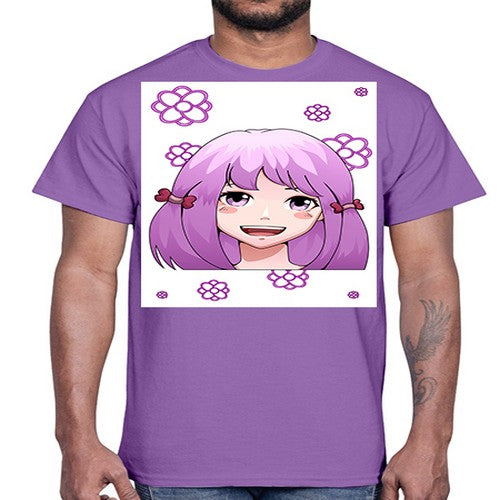 cute ponytails purple hair girl 63#- anime- Cotton Tee