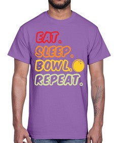 eat sleep bowl repeat 349#- bowling- Cotton Tee