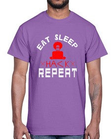 eat sleep hack repeat 48#- computer- Cotton Tee