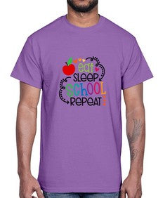 eat sleep school repeat 45#- general school- Cotton Tee
