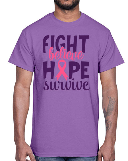 fight believe hope survive Style 13#- breast cancer- Cotton Tee