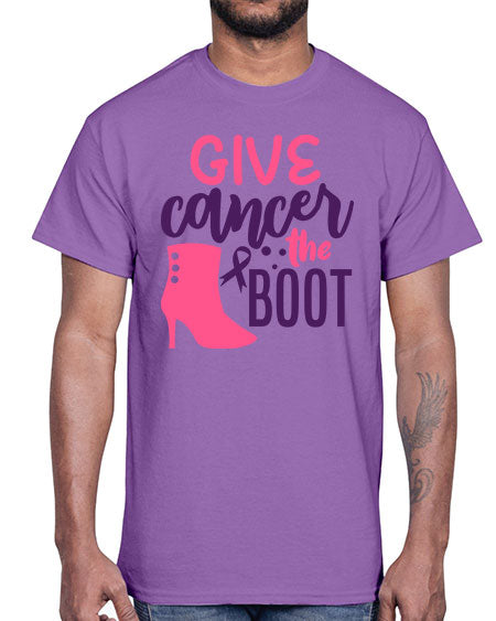 give cancer the boot Style 1#- breast cancer- Cotton Tee