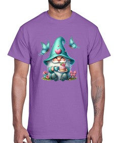 gnome with butterfly 14#- gnome- Cotton Tee