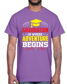 graduation is where adventure beings 226#- graduation- Cotton Tee