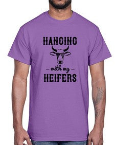 hanging with my heifers 501#- western- Cotton Tee