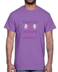 happiness is believing in unicorns 156#- unicorn- Cotton Tee